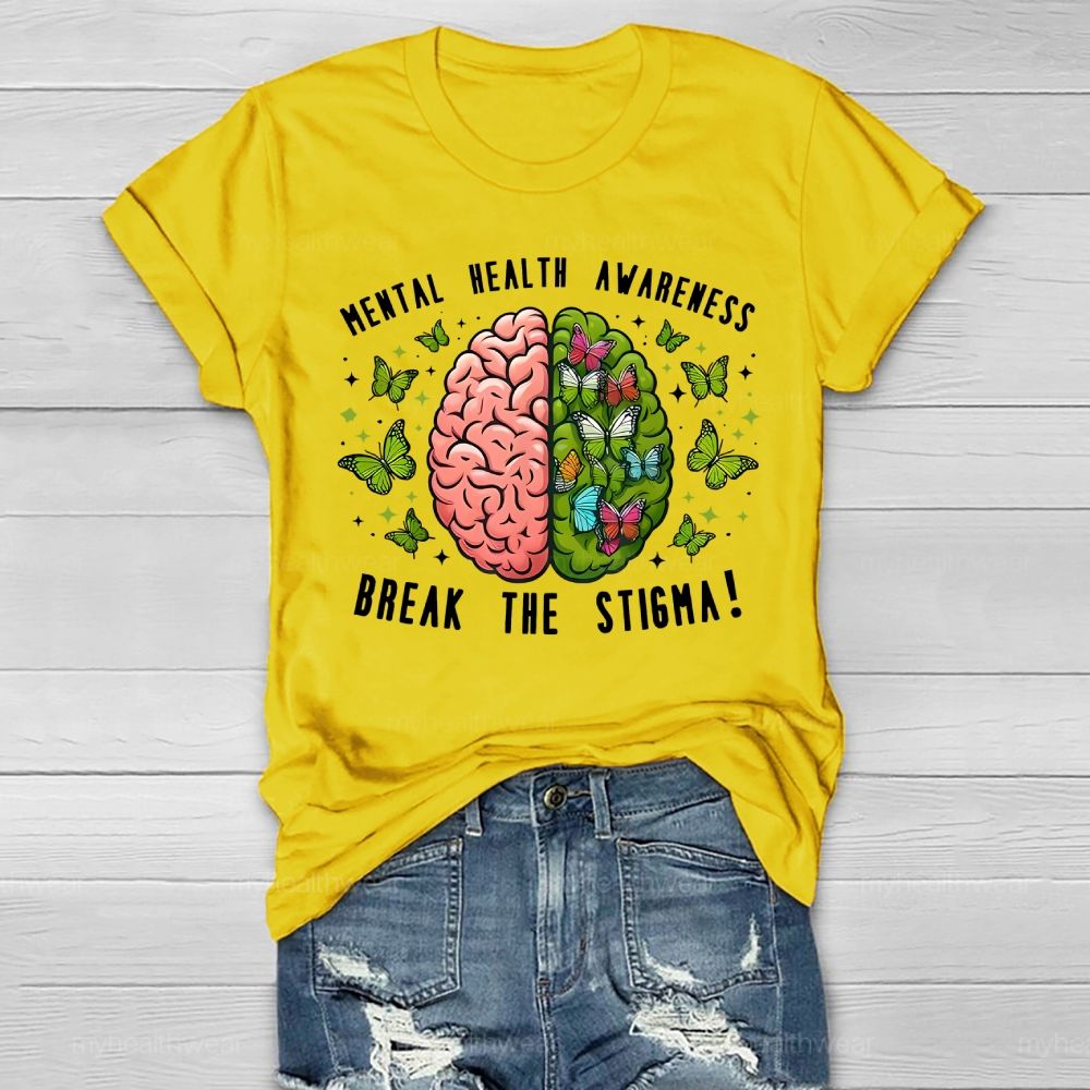 Break The Stigma Mental Health Awareness Brain Healthwear T-shirt
