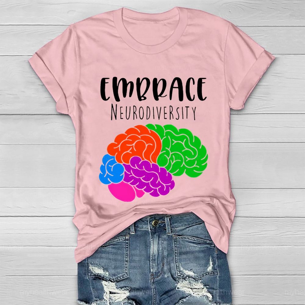 Embrace Neurodiversity Colorful Brain Healthwear T-shirt
