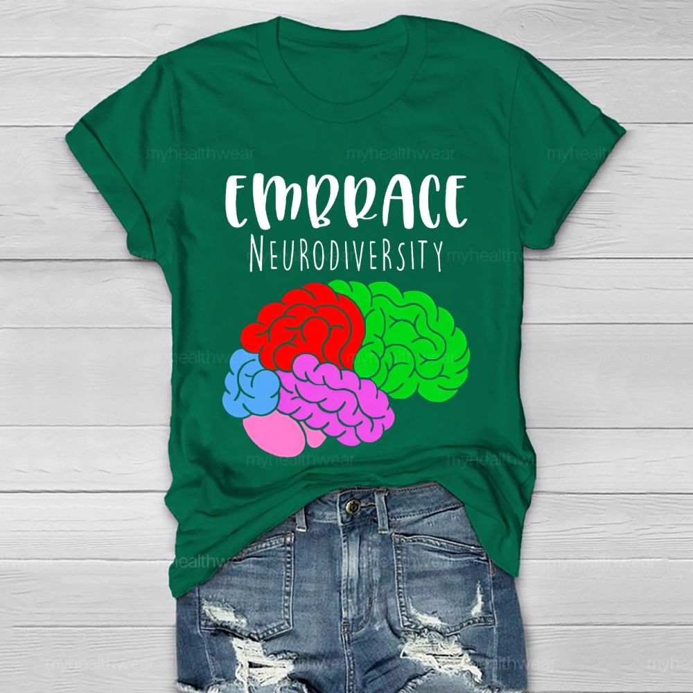 Embrace Neurodiversity Colorful Brain Healthwear T-shirt