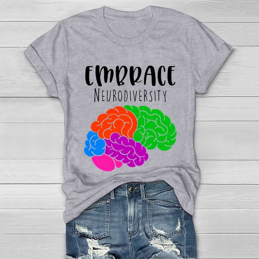 Embrace Neurodiversity Colorful Brain Healthwear T-shirt
