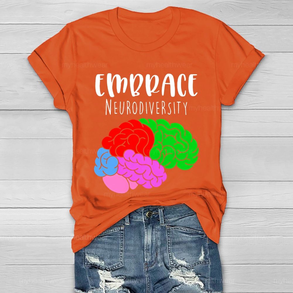 Embrace Neurodiversity Colorful Brain Healthwear T-shirt