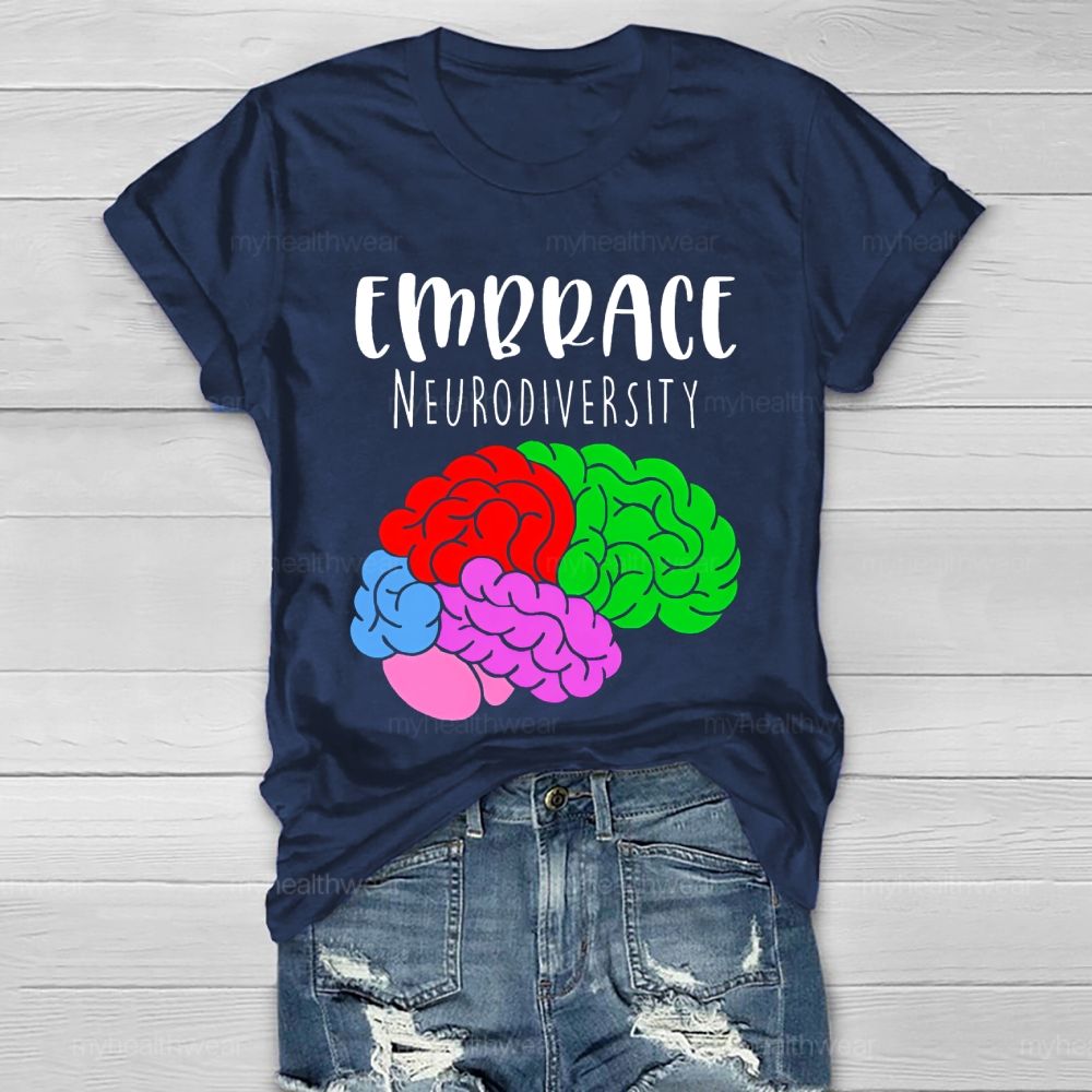 Embrace Neurodiversity Colorful Brain Healthwear T-shirt