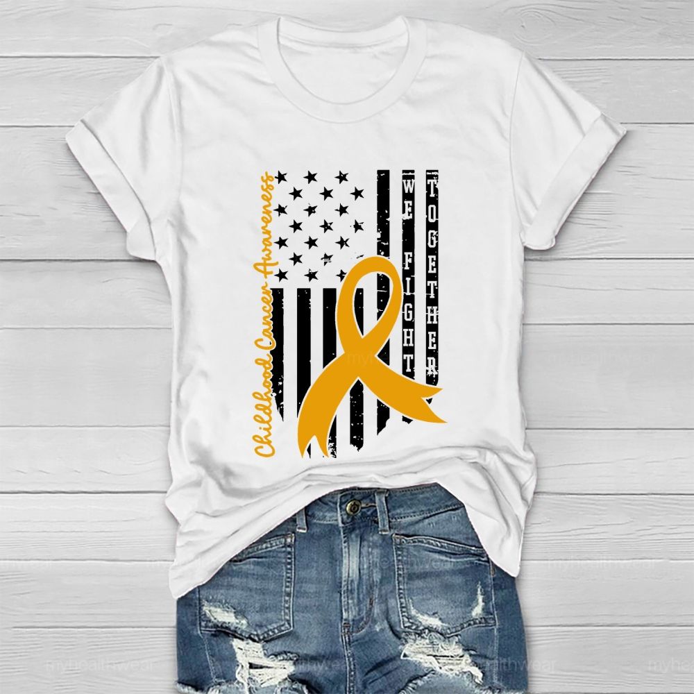 Childhood Cancer Awareness Gold Ribbon Flag Healthwear T-shirt