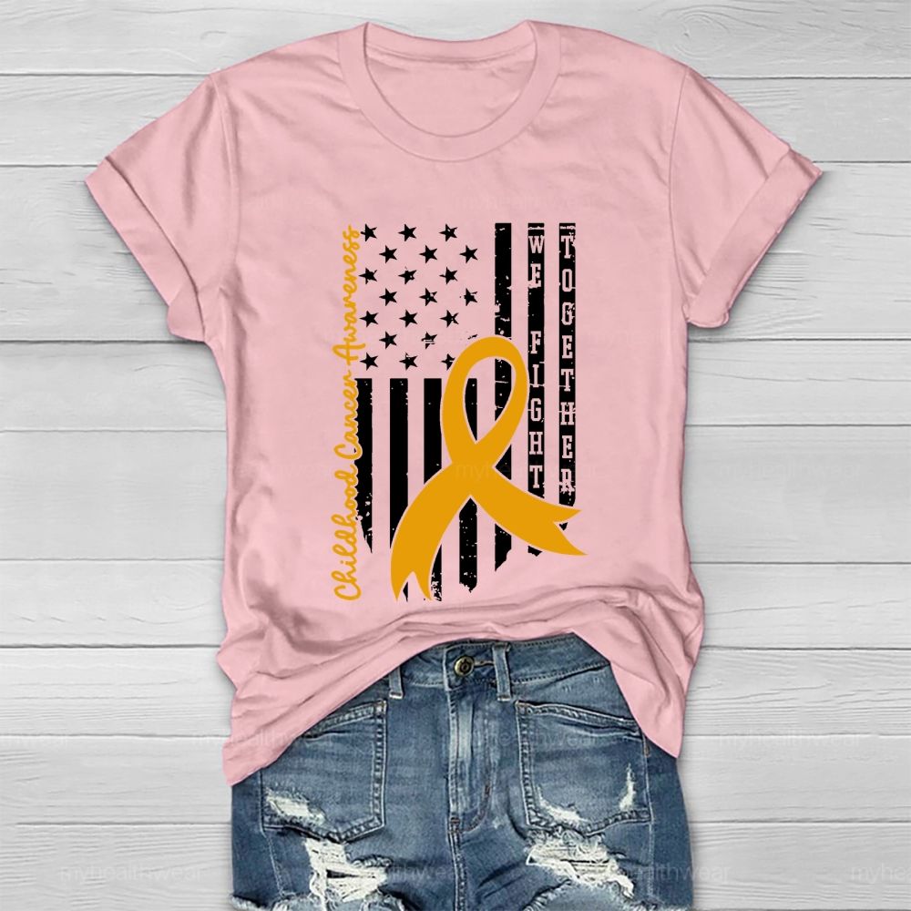 Childhood Cancer Awareness Gold Ribbon Flag Healthwear T-shirt