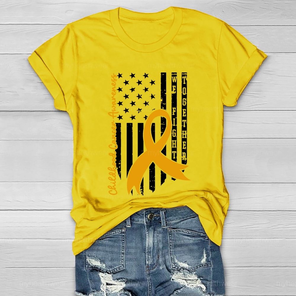 Childhood Cancer Awareness Gold Ribbon Flag Healthwear T-shirt
