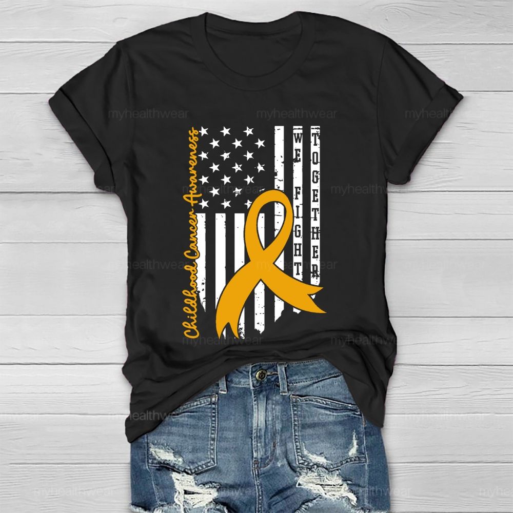 Childhood Cancer Awareness Gold Ribbon Flag Healthwear T-shirt