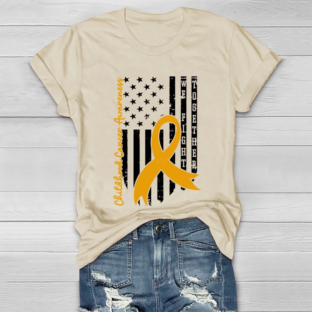 Childhood Cancer Awareness Gold Ribbon Flag Healthwear T-shirt