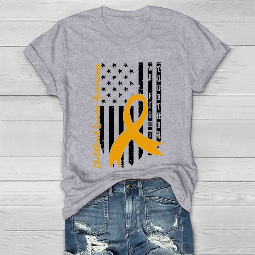 Childhood Cancer Awareness Gold Ribbon Flag Healthwear T-shirt