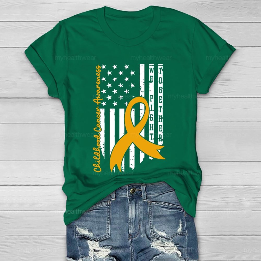 Childhood Cancer Awareness Gold Ribbon Flag Healthwear T-shirt