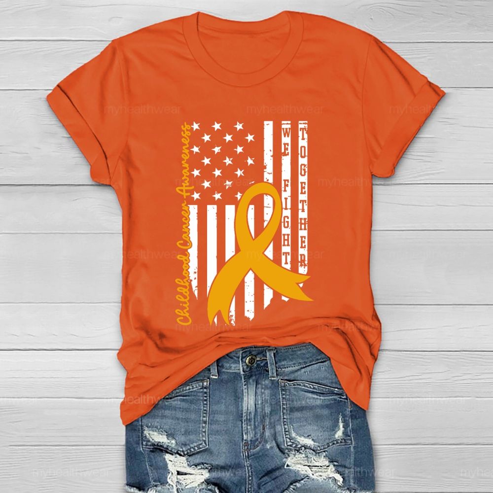 Childhood Cancer Awareness Gold Ribbon Flag Healthwear T-shirt