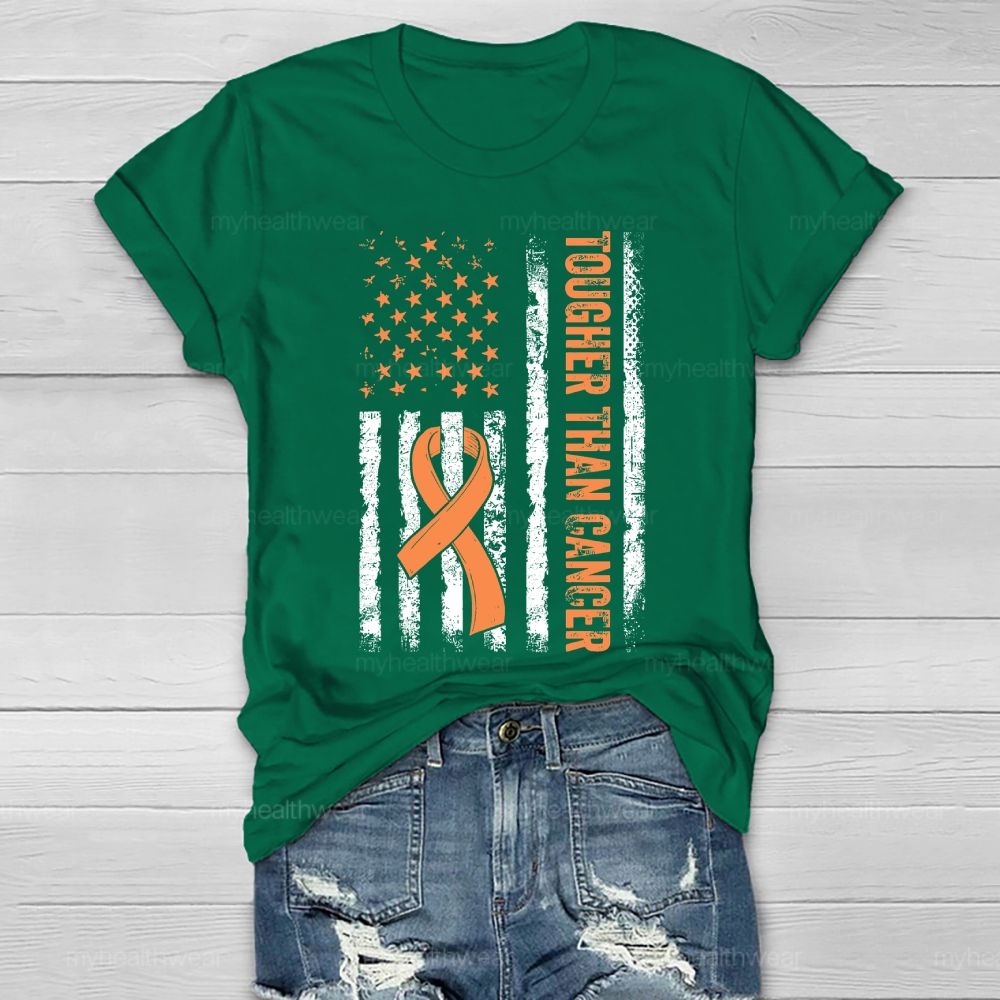 Together Than Cancer Orange Ribbon Flag Healthwear T-shirt