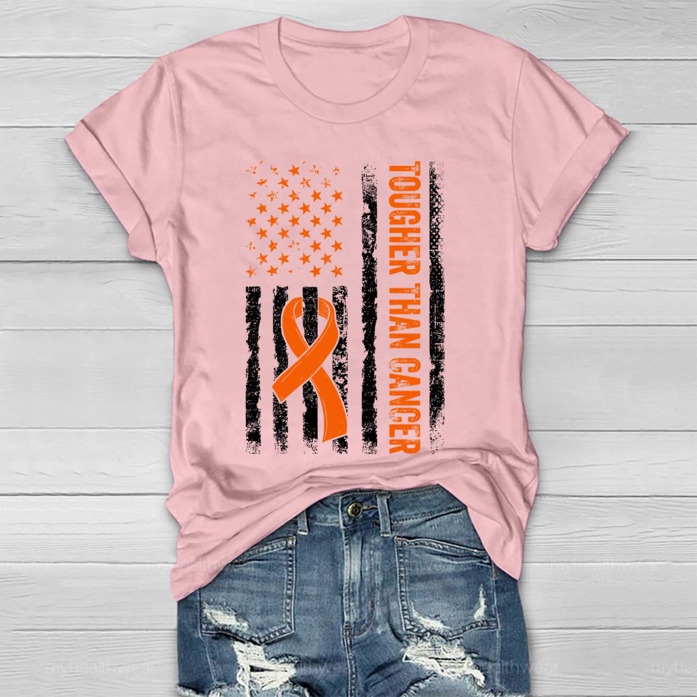 Together Than Cancer Orange Ribbon Flag Healthwear T-shirt