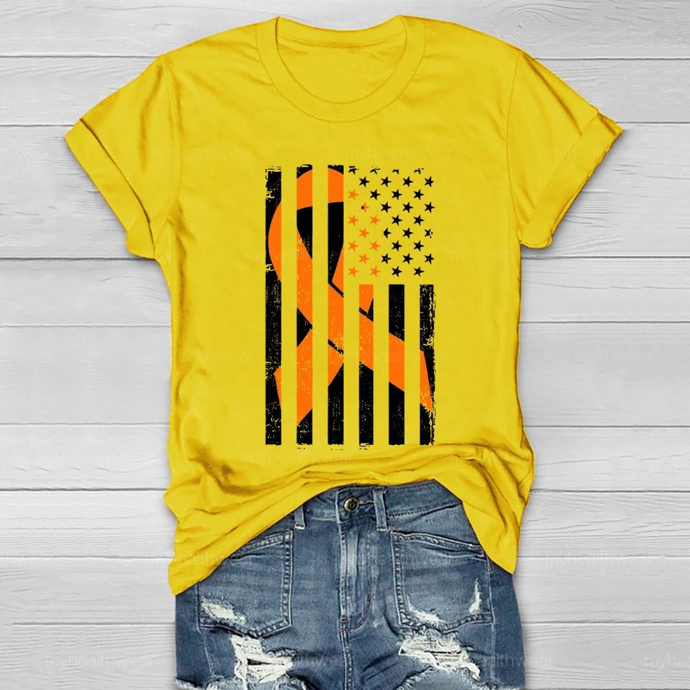 Orange Ribbon Flag Star Healthwear T-shirt