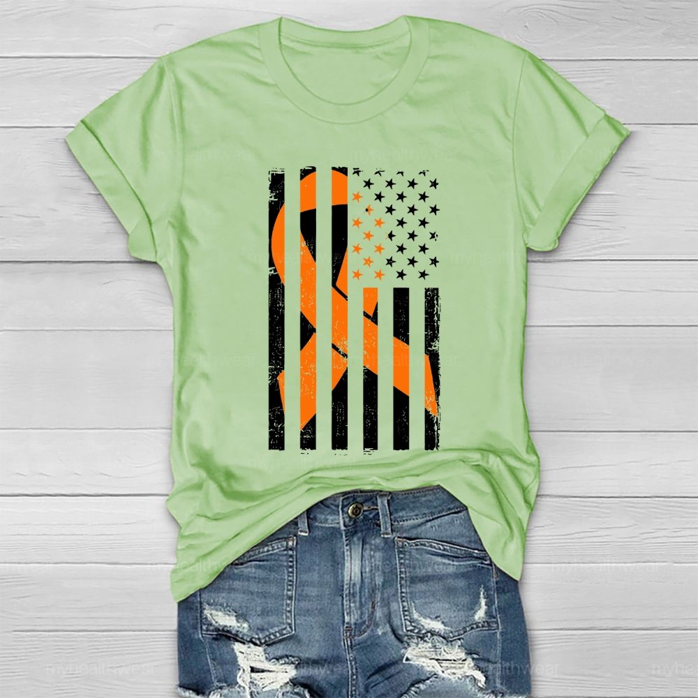 Orange Ribbon Flag Star Healthwear T-shirt