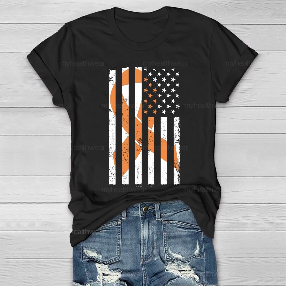 Orange Ribbon Flag Star Healthwear T-shirt
