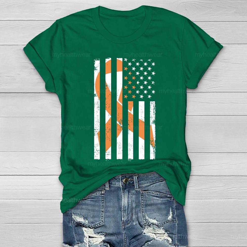 Orange Ribbon Flag Star Healthwear T-shirt