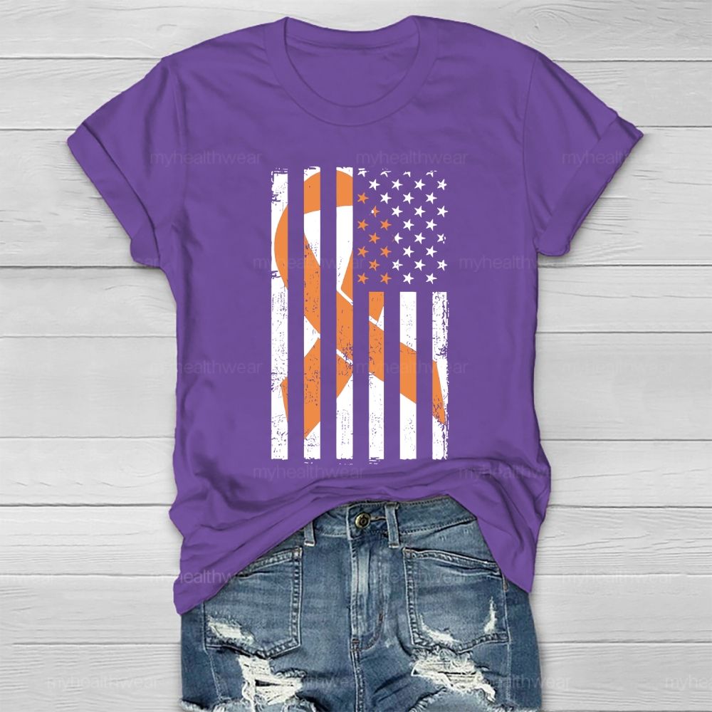 Orange Ribbon Flag Star Healthwear T-shirt