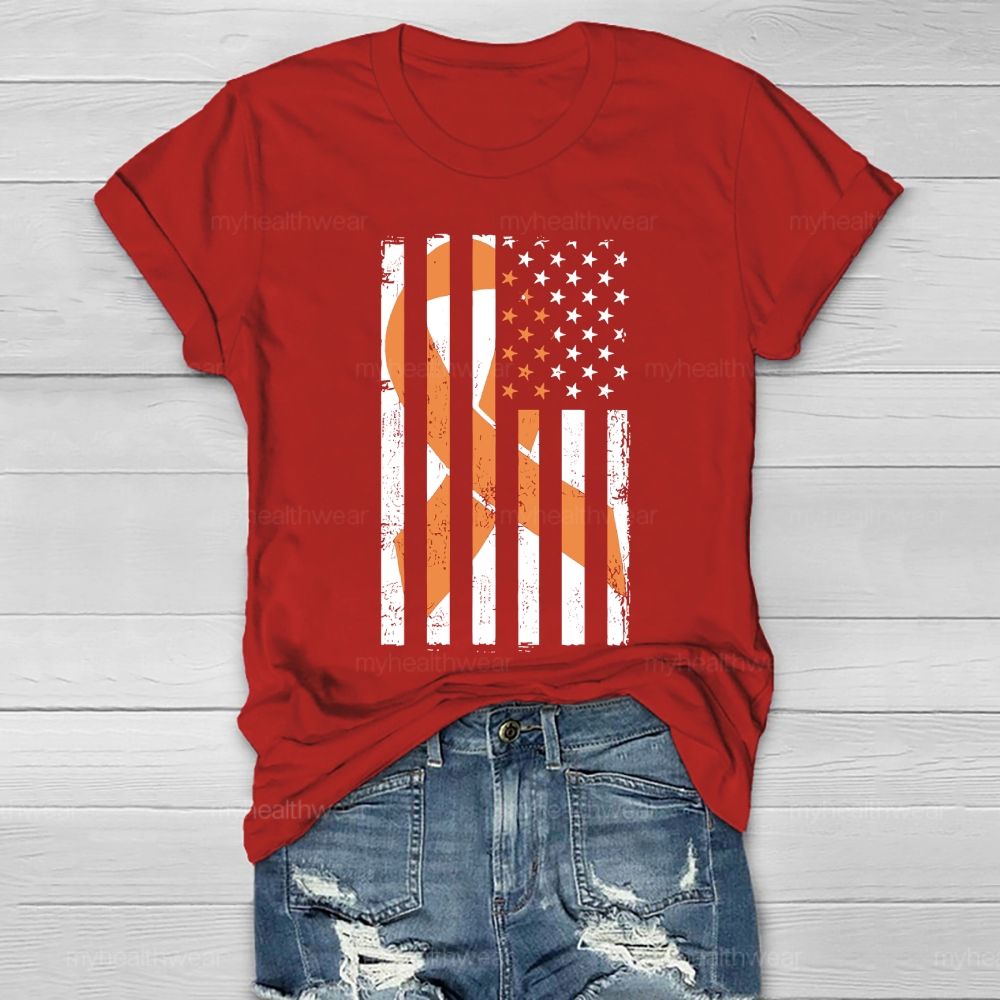 Orange Ribbon Flag Star Healthwear T-shirt