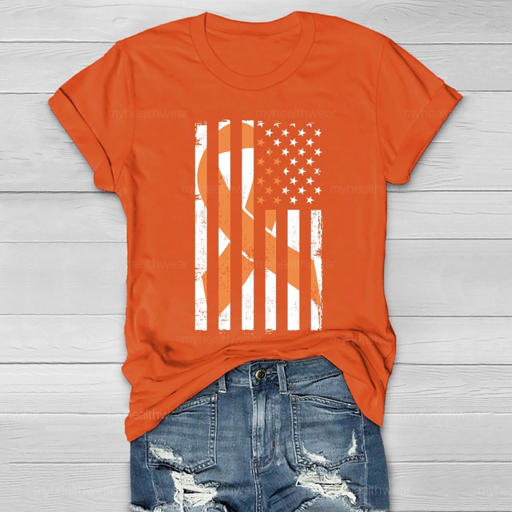 Orange Ribbon Flag Star Healthwear T-shirt