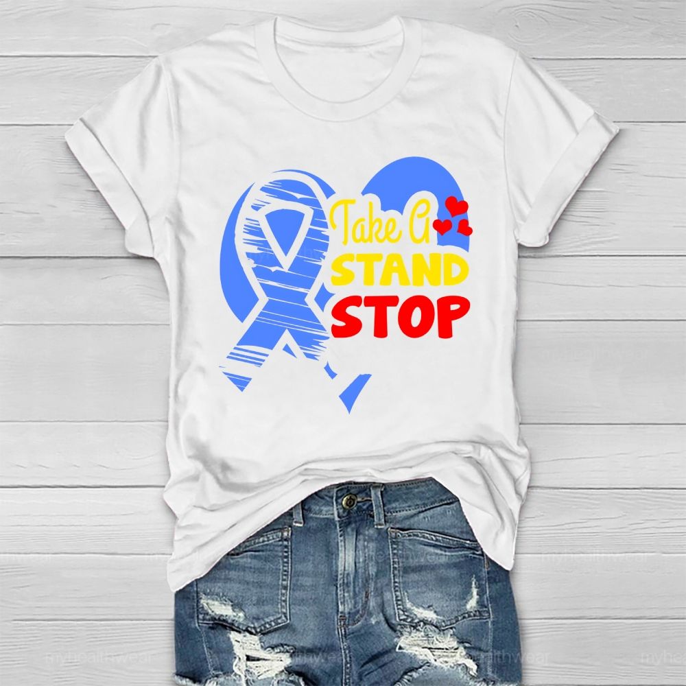Take A Stand Stop Blue Ribbon Healthwear T-shirt
