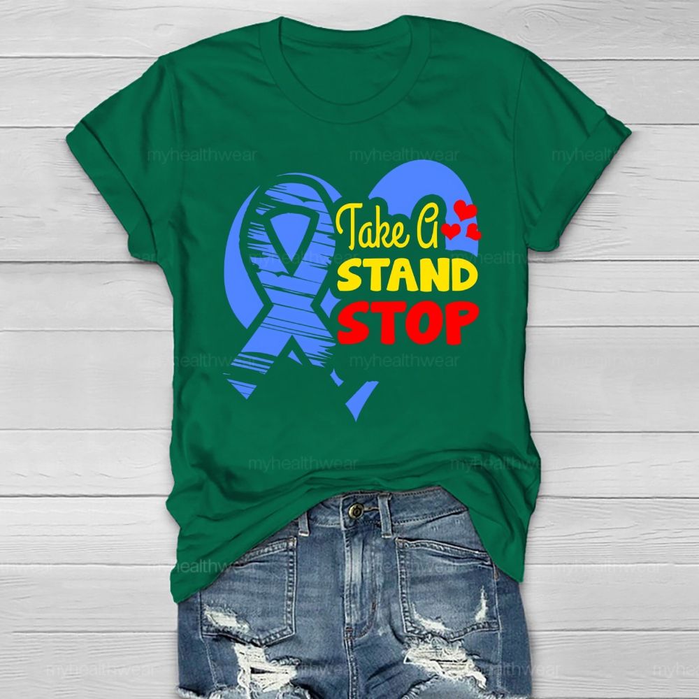 Take A Stand Stop Blue Ribbon Healthwear T-shirt