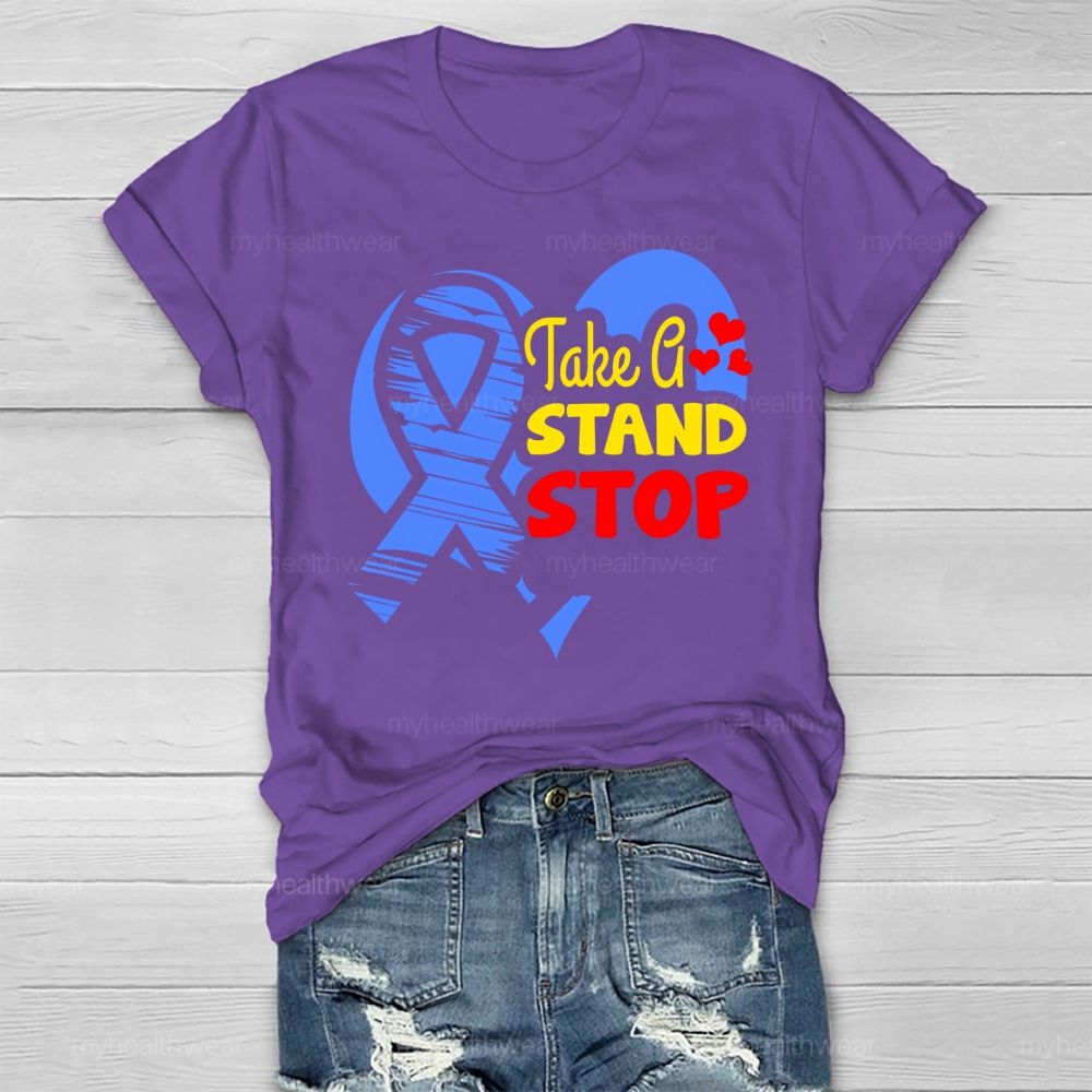 Take A Stand Stop Blue Ribbon Healthwear T-shirt