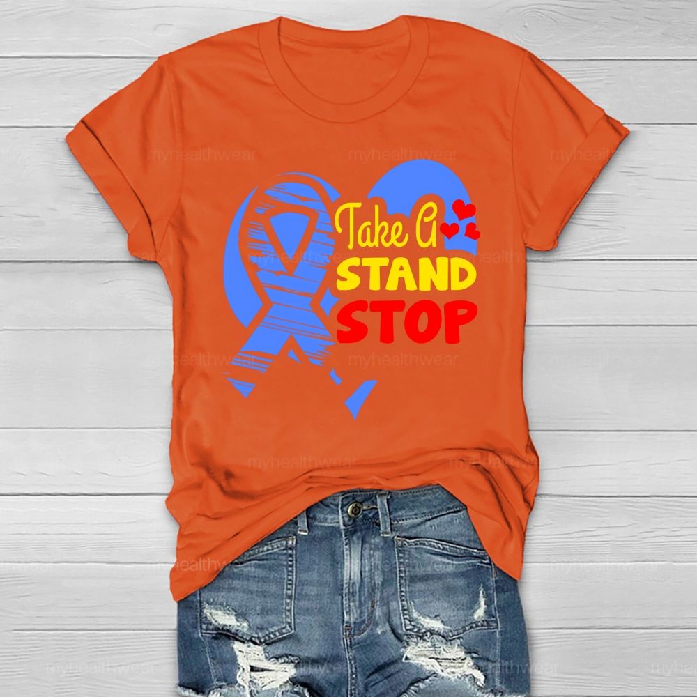 Take A Stand Stop Blue Ribbon Healthwear T-shirt