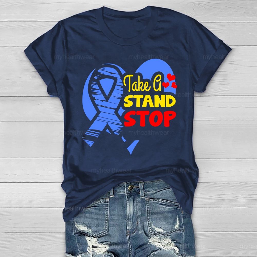 Take A Stand Stop Blue Ribbon Healthwear T-shirt