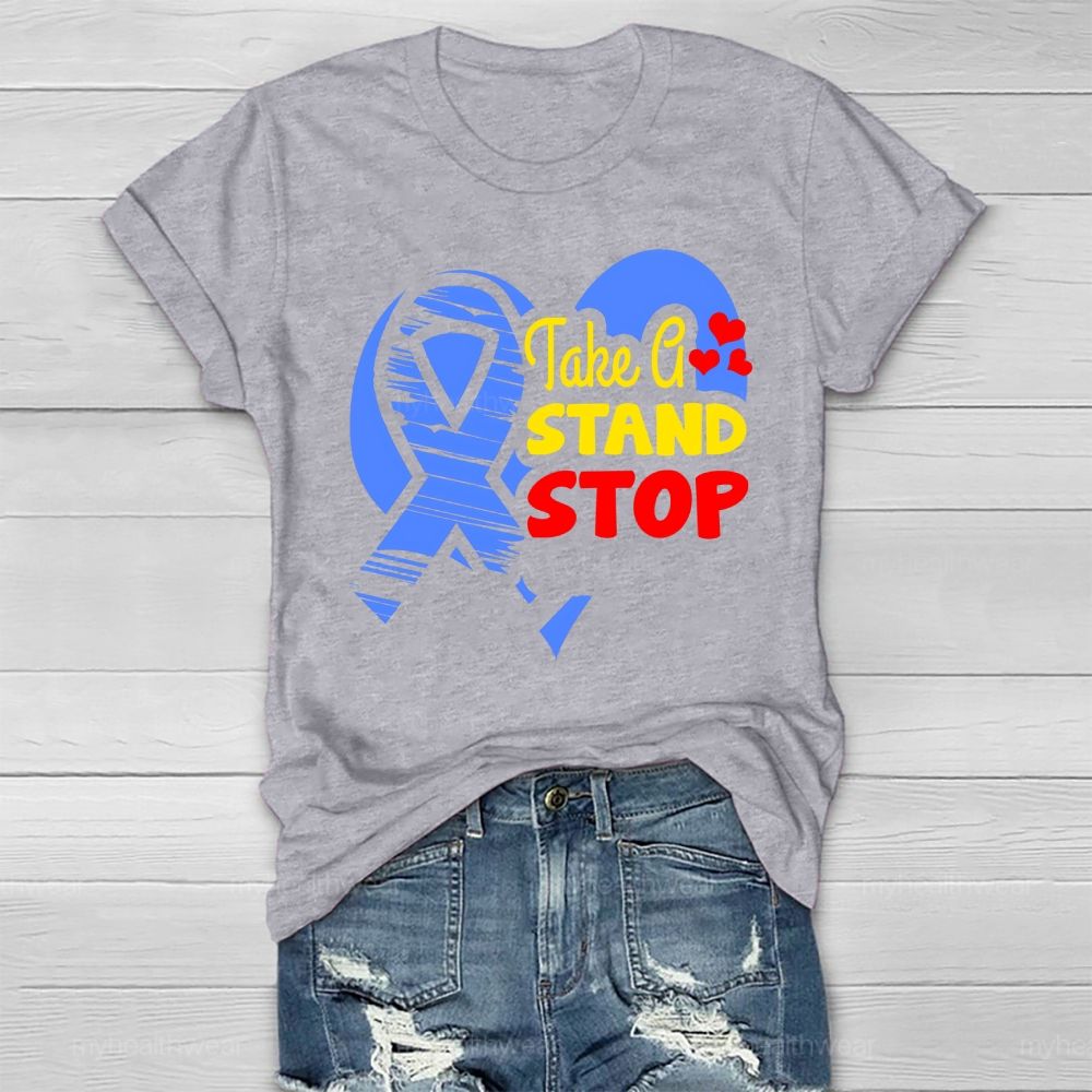 Take A Stand Stop Blue Ribbon Healthwear T-shirt