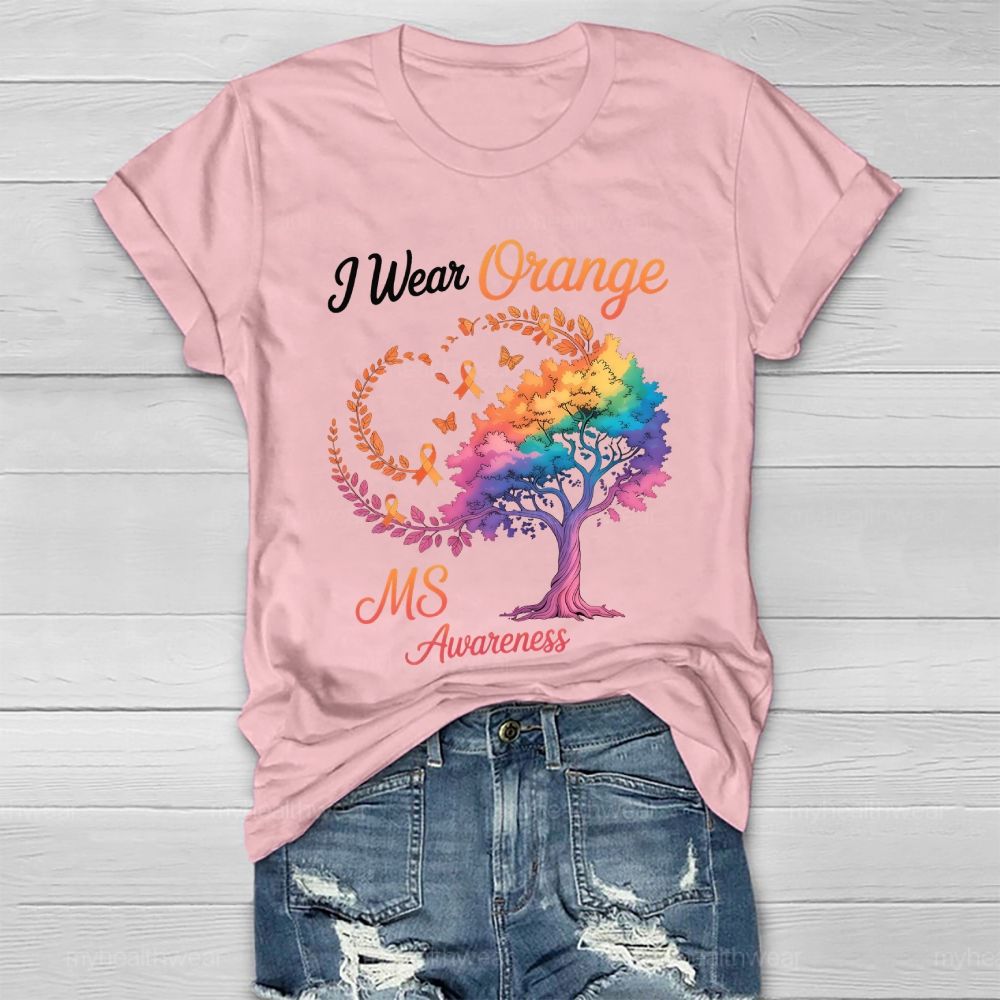 I Wear Orange For Ms Awareness Tree Healthwear T-shirt