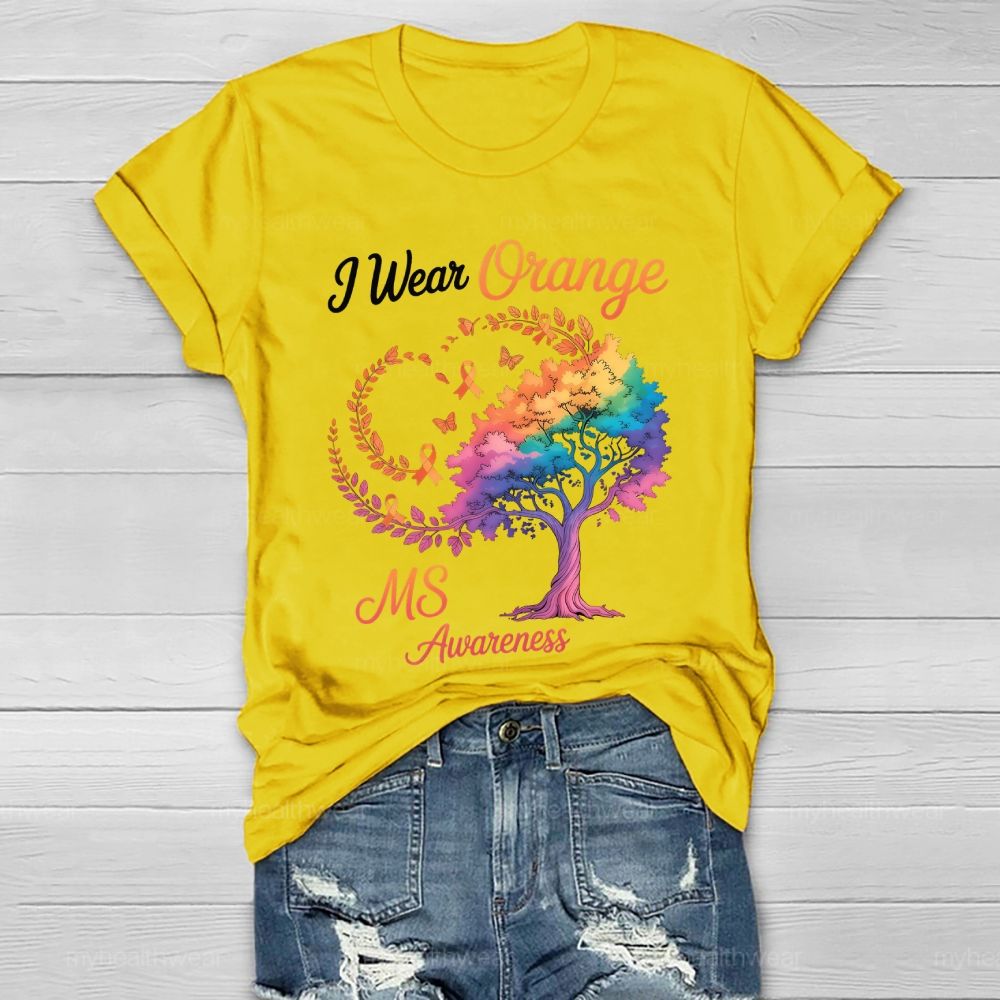 I Wear Orange For Ms Awareness Tree Healthwear T-shirt