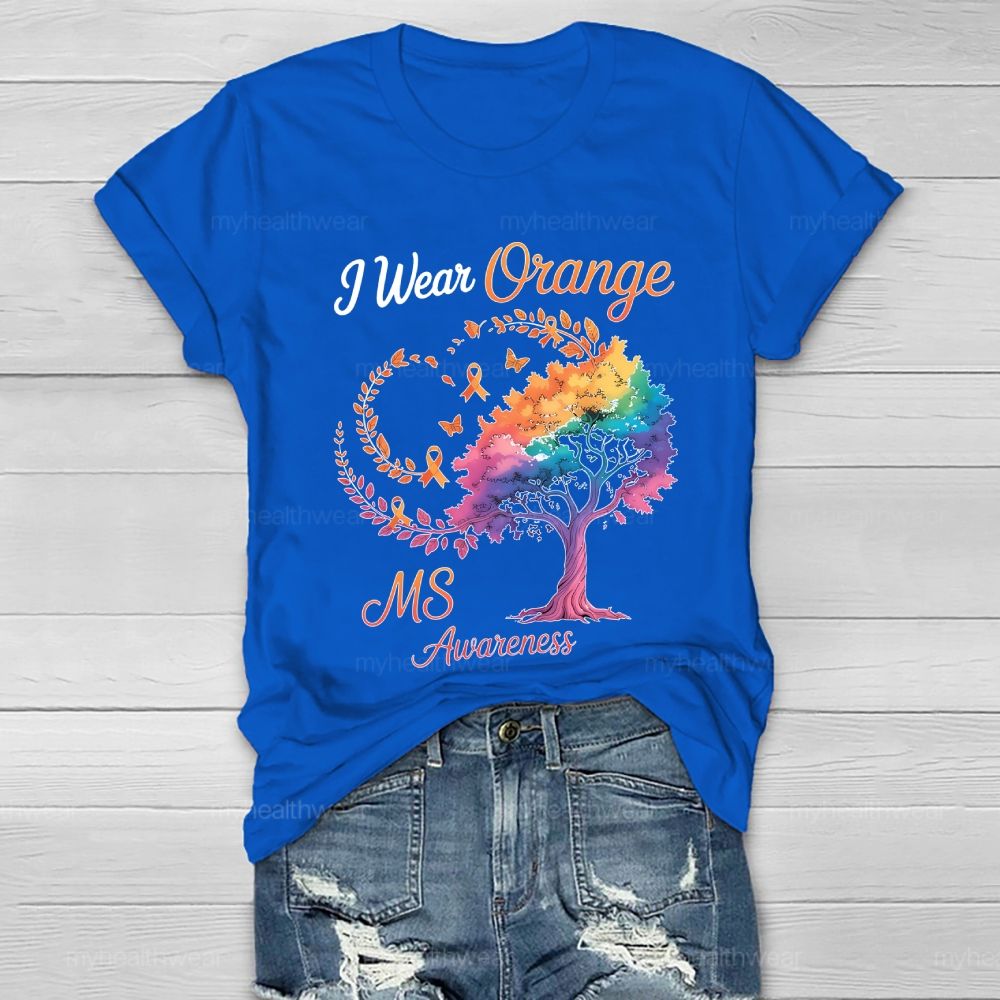 I Wear Orange For Ms Awareness Tree Healthwear T-shirt