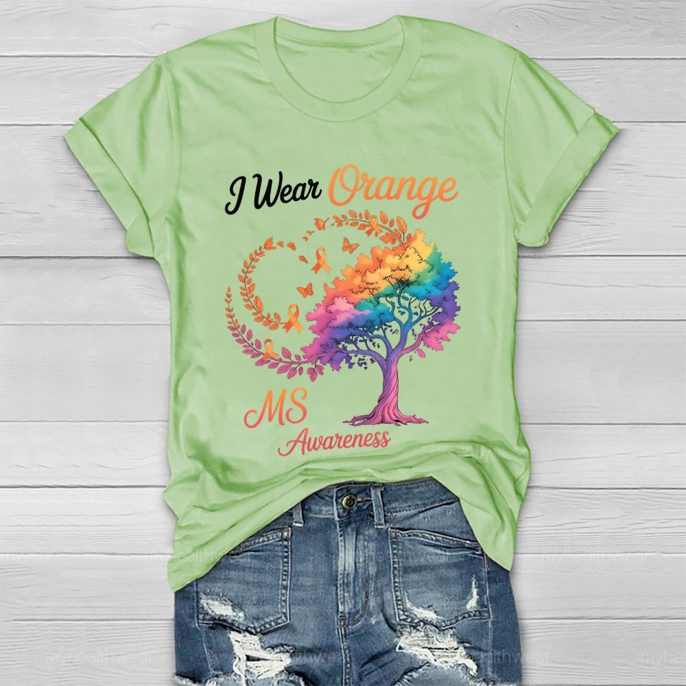 I Wear Orange For Ms Awareness Tree Healthwear T-shirt