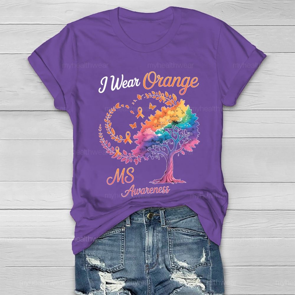 I Wear Orange For Ms Awareness Tree Healthwear T-shirt