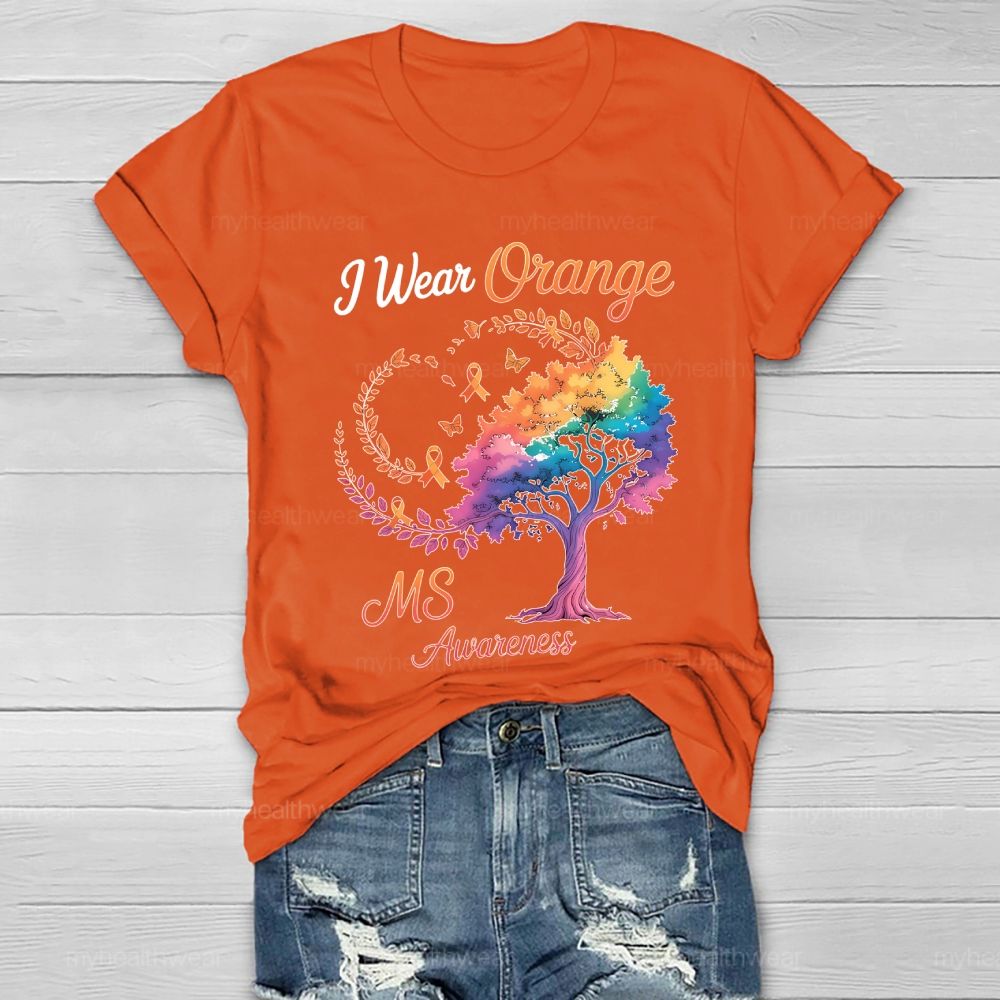I Wear Orange For Ms Awareness Tree Healthwear T-shirt