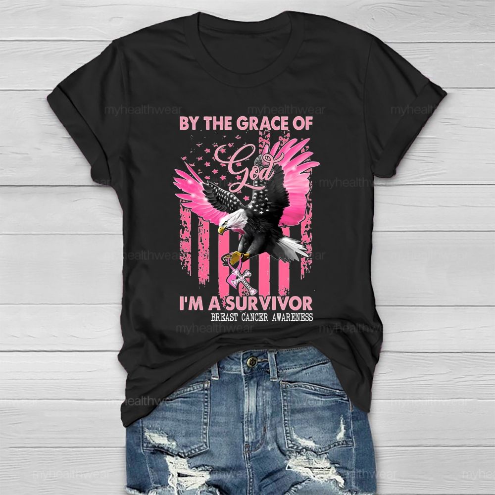 By The Grace God I'm A Survivor Breast Cancer Healthwear T-shirt