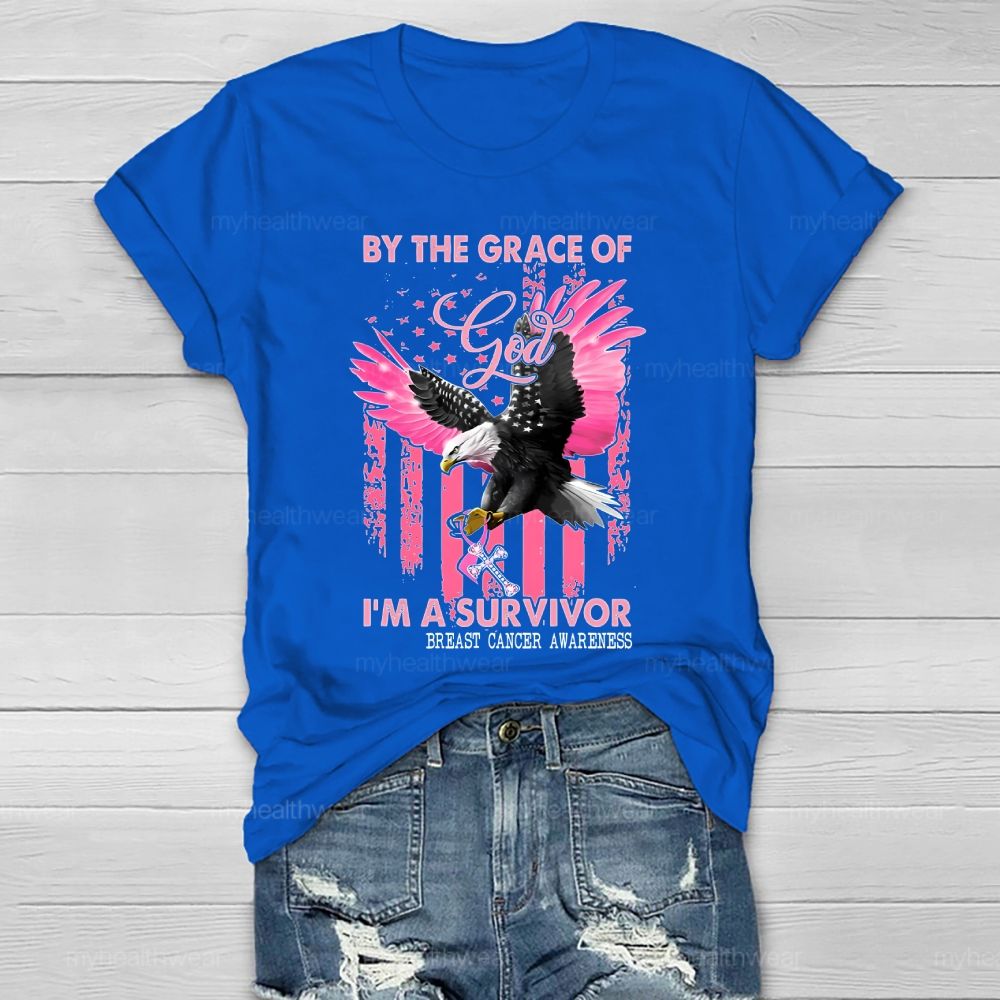 By The Grace God I'm A Survivor Breast Cancer Healthwear T-shirt