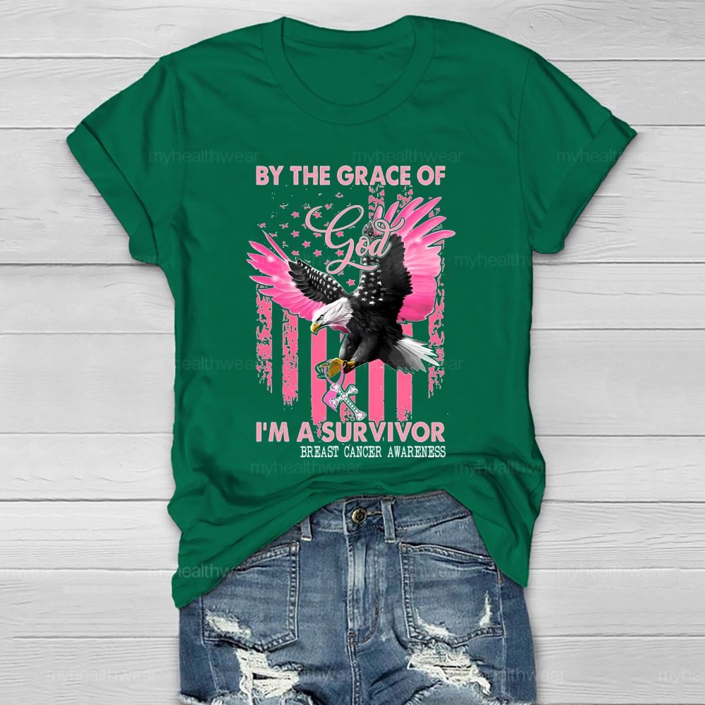 By The Grace God I'm A Survivor Breast Cancer Healthwear T-shirt