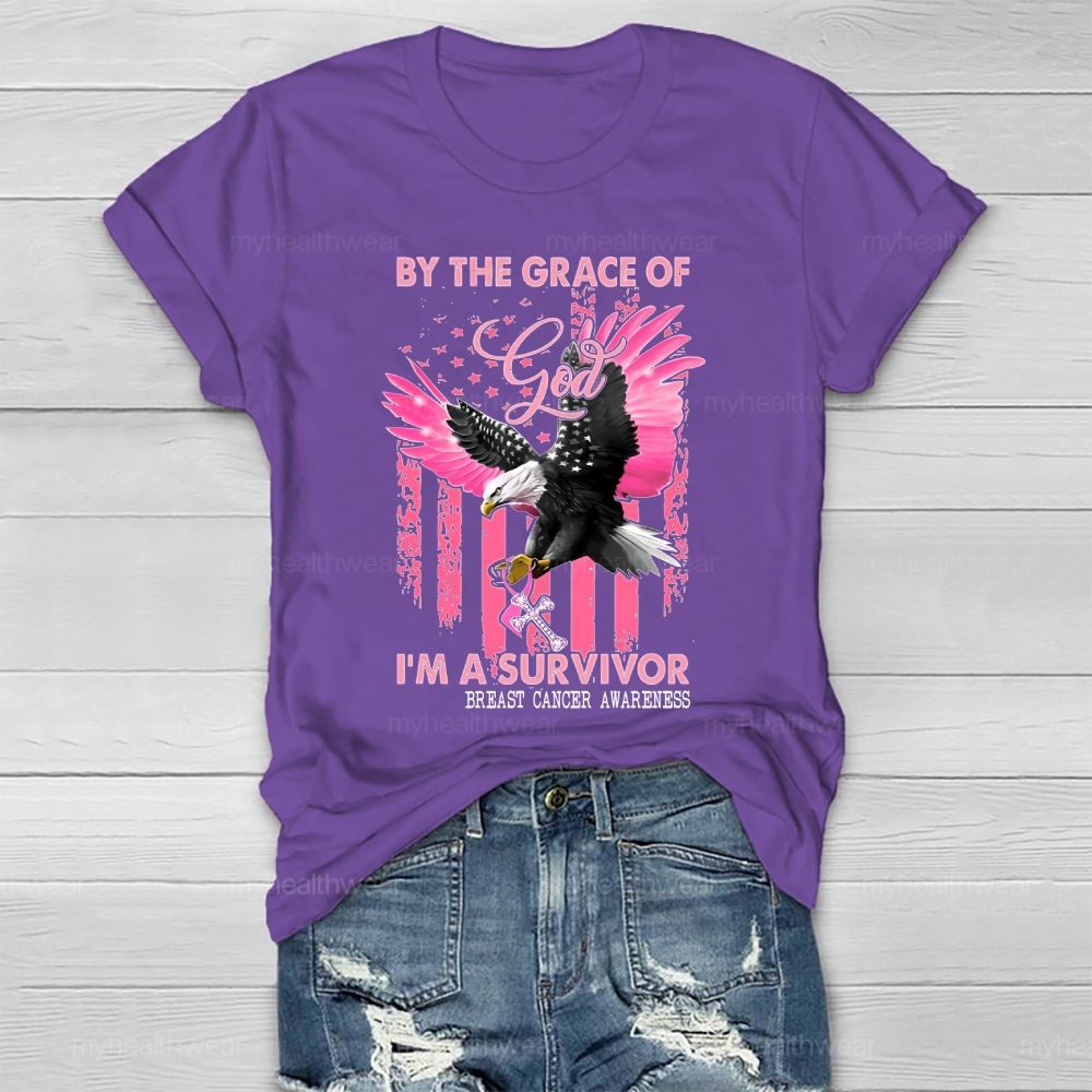 By The Grace God I'm A Survivor Breast Cancer Healthwear T-shirt