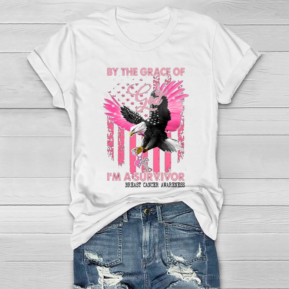By The Grace God I'm A Survivor Breast Cancer Healthwear T-shirt