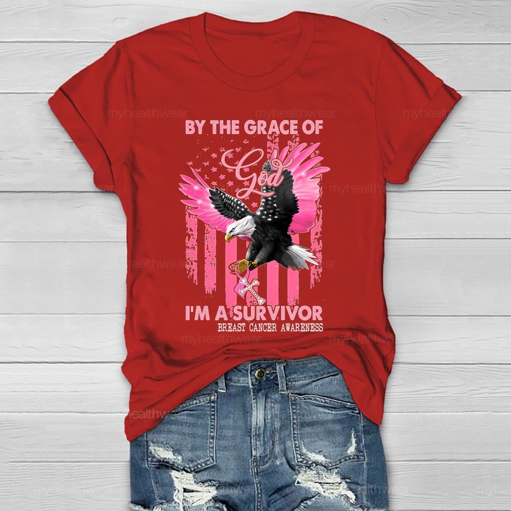 By The Grace God I'm A Survivor Breast Cancer Healthwear T-shirt