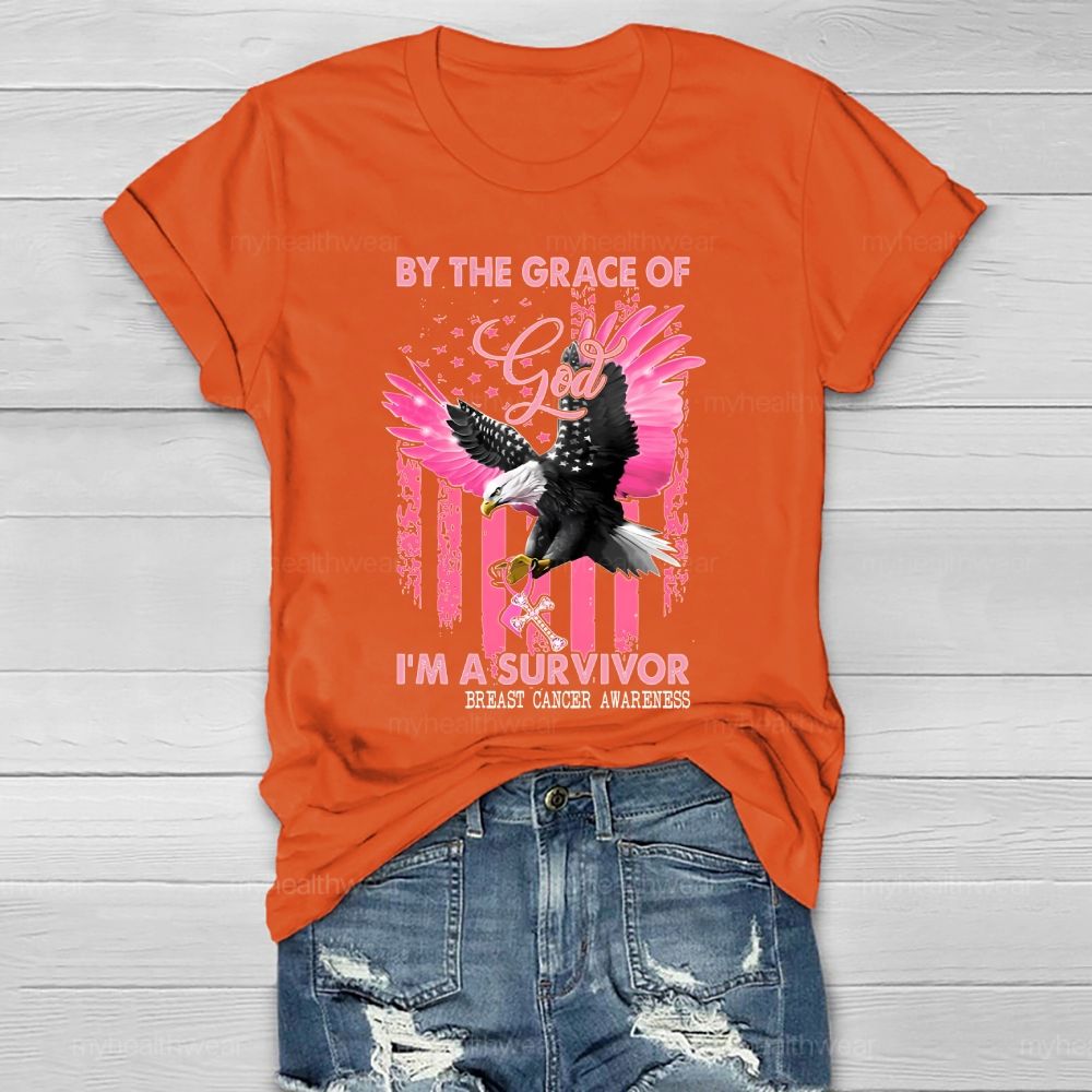 By The Grace God I'm A Survivor Breast Cancer Healthwear T-shirt