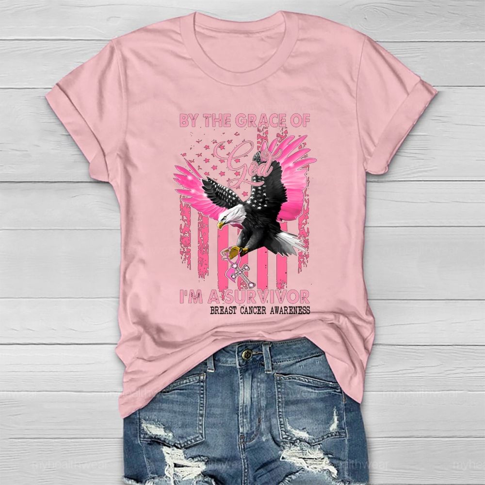 By The Grace God I'm A Survivor Breast Cancer Healthwear T-shirt