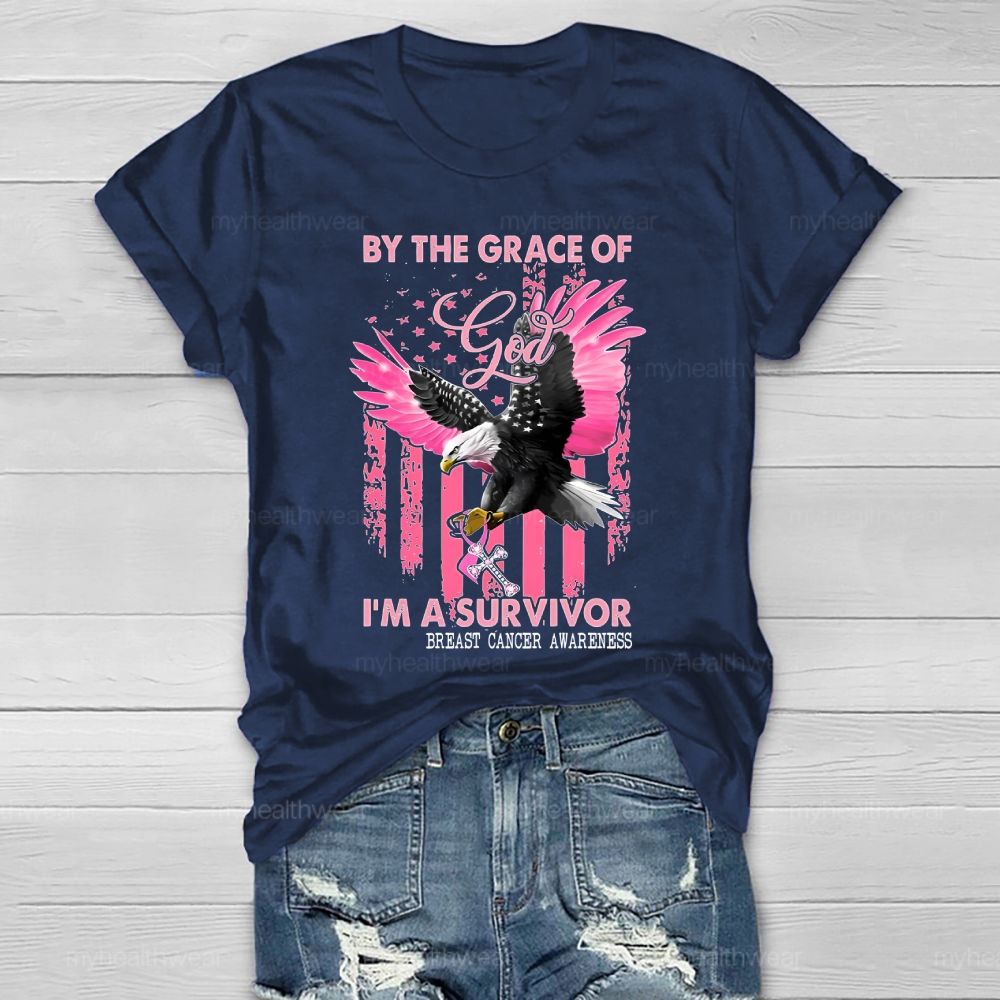 By The Grace God I'm A Survivor Breast Cancer Healthwear T-shirt