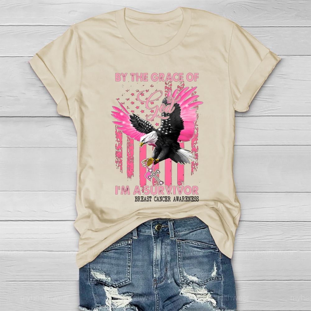 By The Grace God I'm A Survivor Breast Cancer Healthwear T-shirt