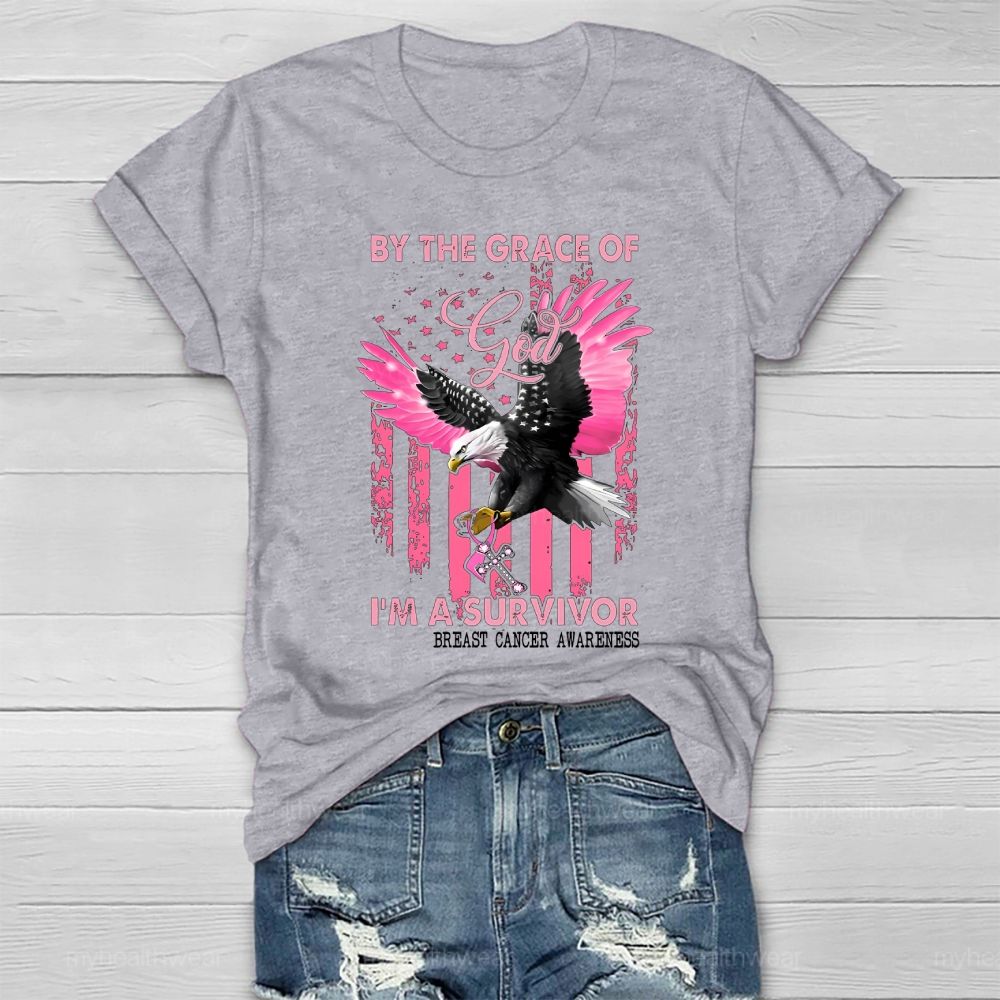 By The Grace God I'm A Survivor Breast Cancer Healthwear T-shirt