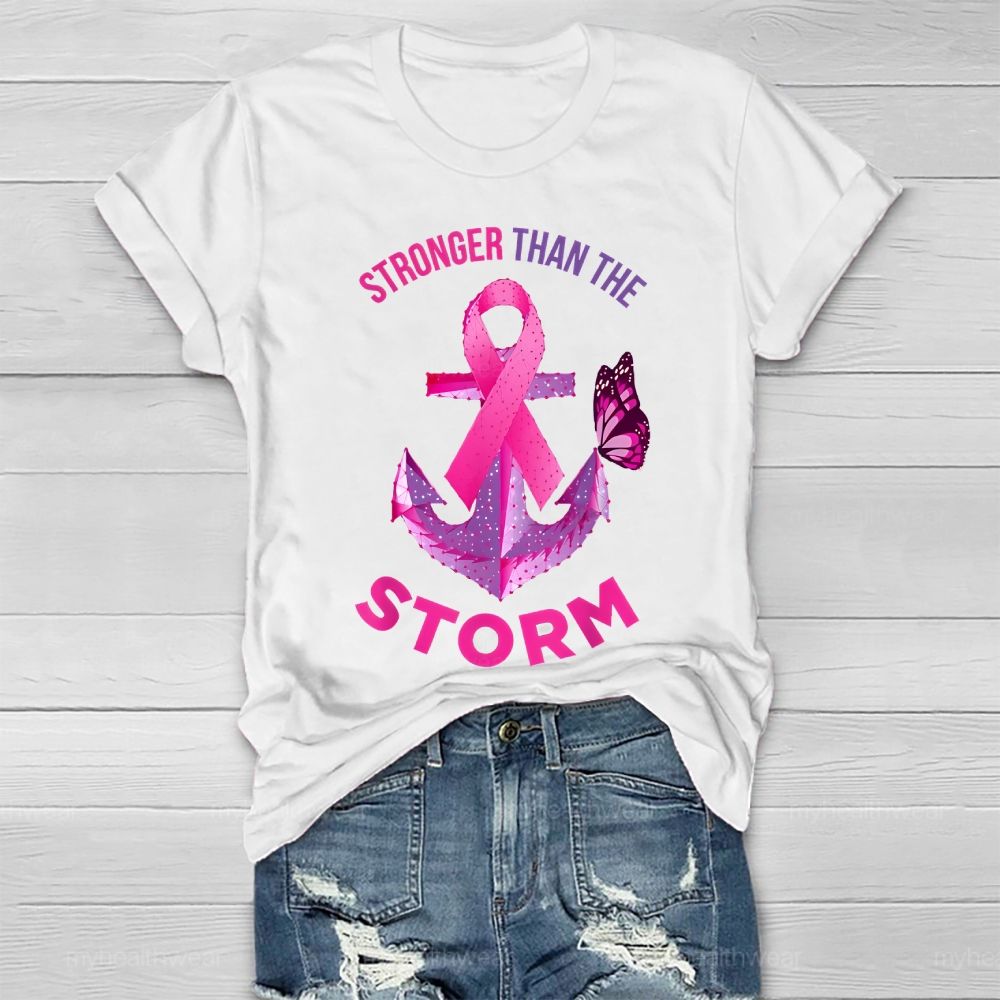 Stronger Than The Storm Pink Ribbon Butterfly Healthwear T-shirt