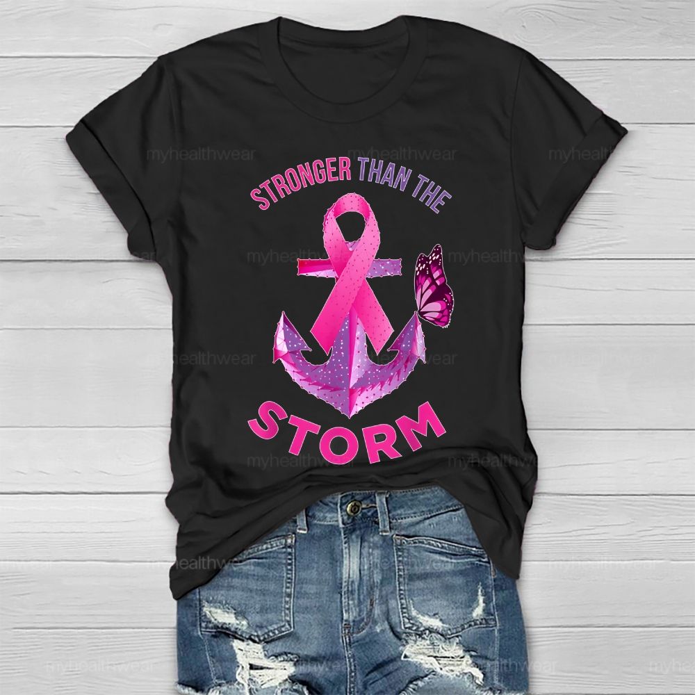 Stronger Than The Storm Pink Ribbon Butterfly Healthwear T-shirt