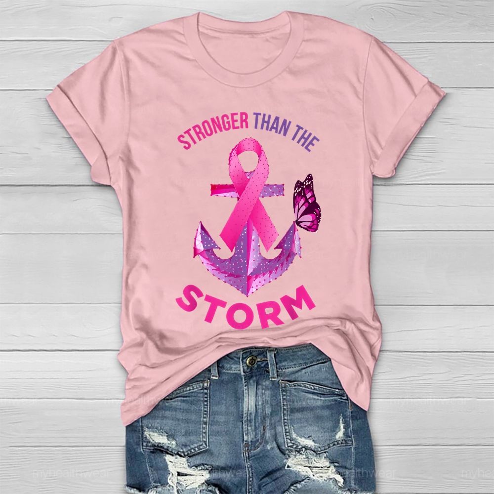 Stronger Than The Storm Pink Ribbon Butterfly Healthwear T-shirt