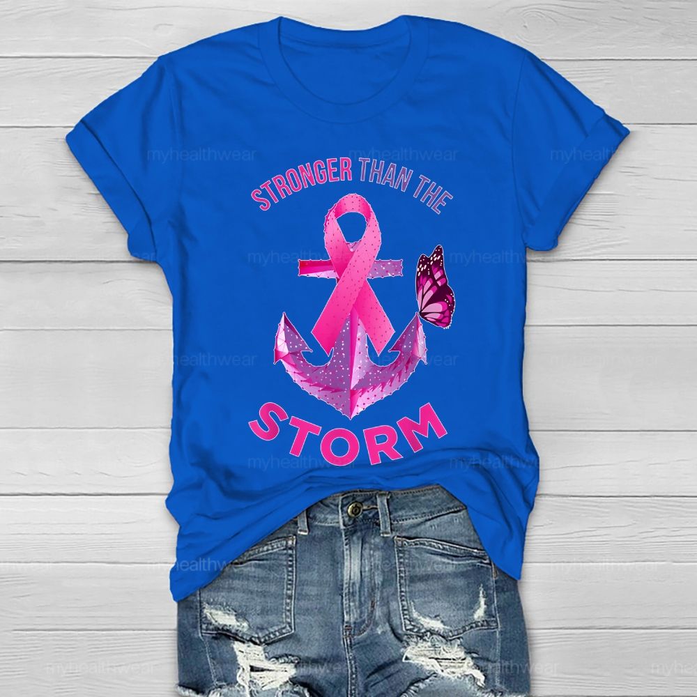 Stronger Than The Storm Pink Ribbon Butterfly Healthwear T-shirt